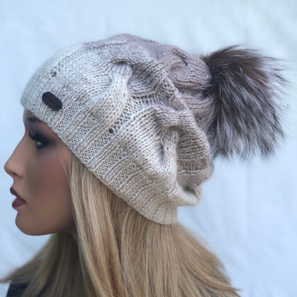 Marshmallow Color Slouchy Beanie Hat. Winter Hat main image 6